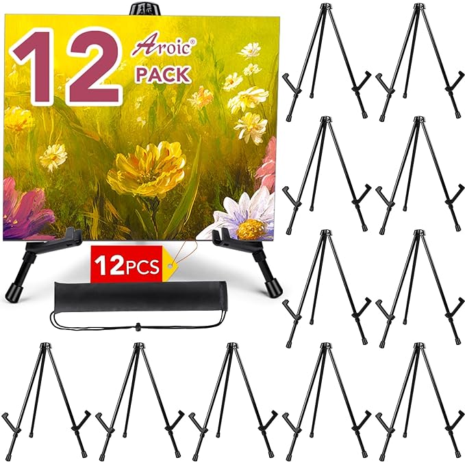 AROIC 12 Pack 14'' Tabletop Easels, Adjustable Portable Table Top Easel by AROIC