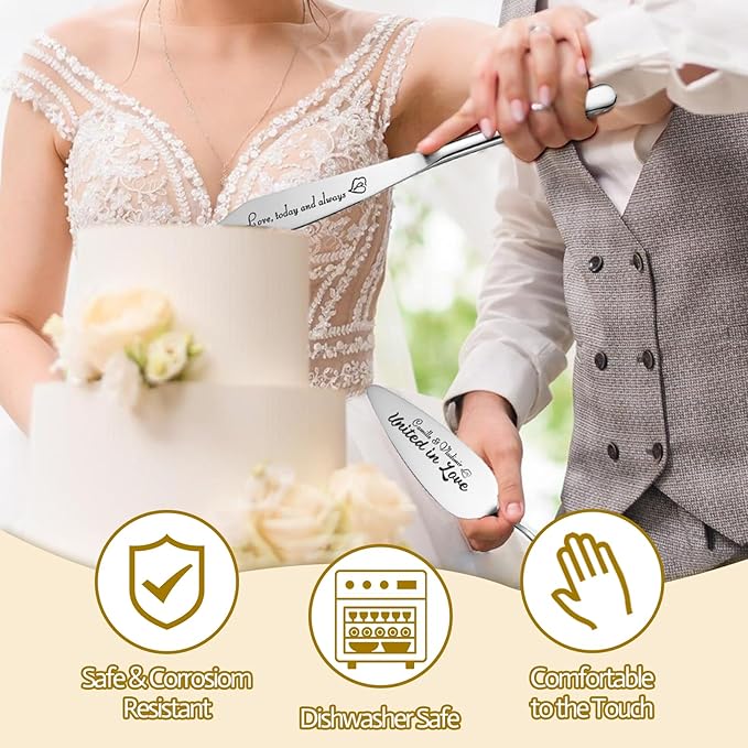 Personalized 4 Piece Wedding Cake Cutting Set, Custom Names Cake Knife and - Image 4