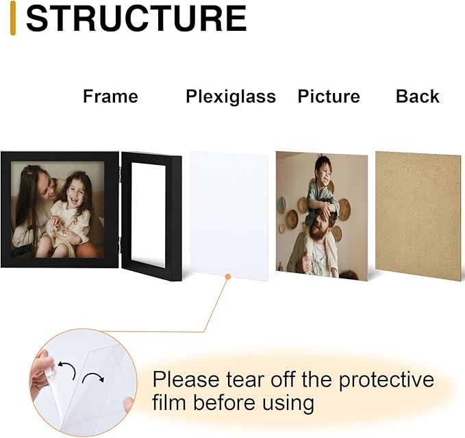 decorUhome Double 10x8 Picture Frame Vertical, Engineered Wood Bifold Photo - Image 4