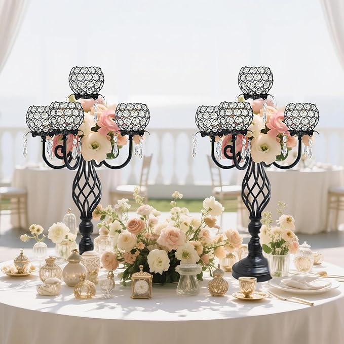5-Arm Crystal Candelabra Centerpiece 23.2" Tall - Image 7