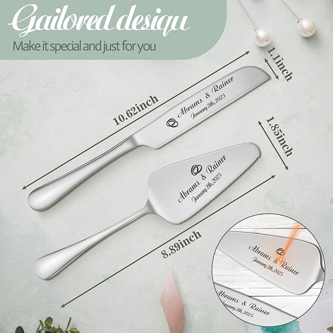 Personalized Wedding Cake Knife and Server Set - Image 6