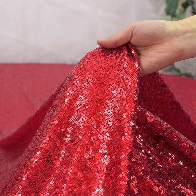 Red Sequin Backdrop Curtain 2FTX8FT 2 Panels Sparkly Backdrop Drapes Polyester - Image 7