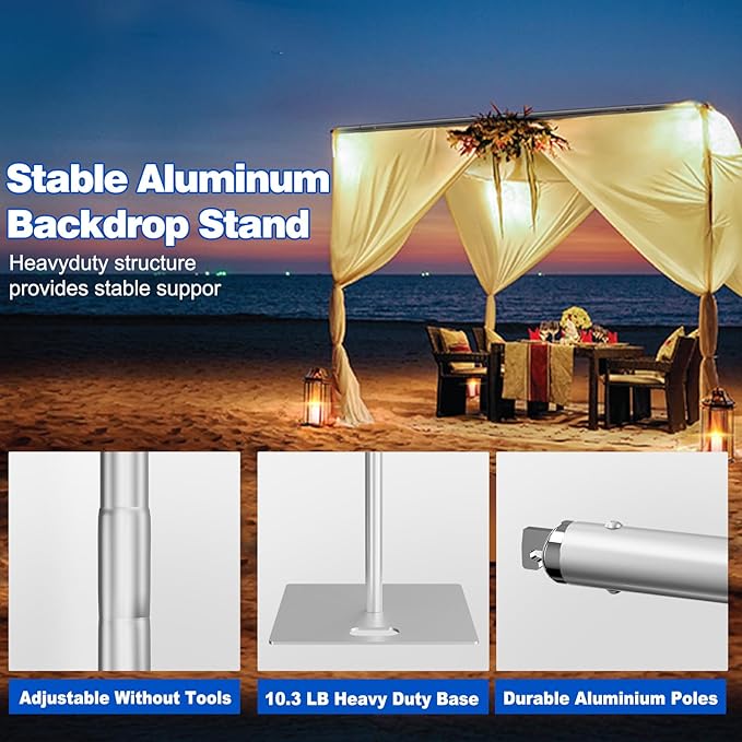 Pipe and Drape Backdrop Stand 10ftx10ft Adjustable Background Support System - Image 5