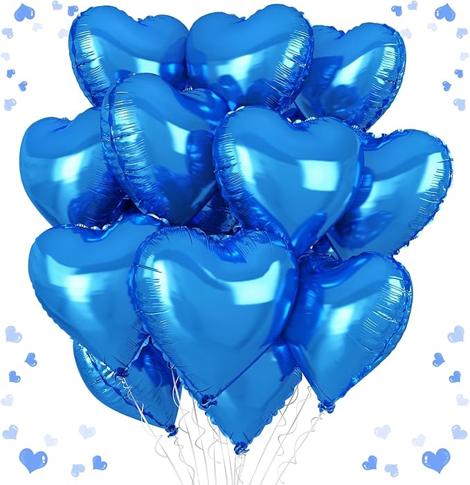 Blue Heart Balloons, 18 Inch Royal Blue Heart Shape Balloon by vibzox