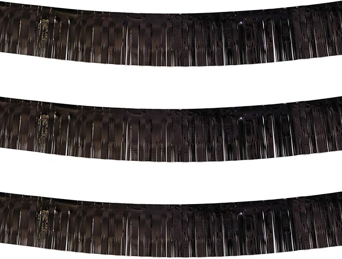 Thick 10 Feet by 15 Inch Black Foil Fringe Garland by Blukey