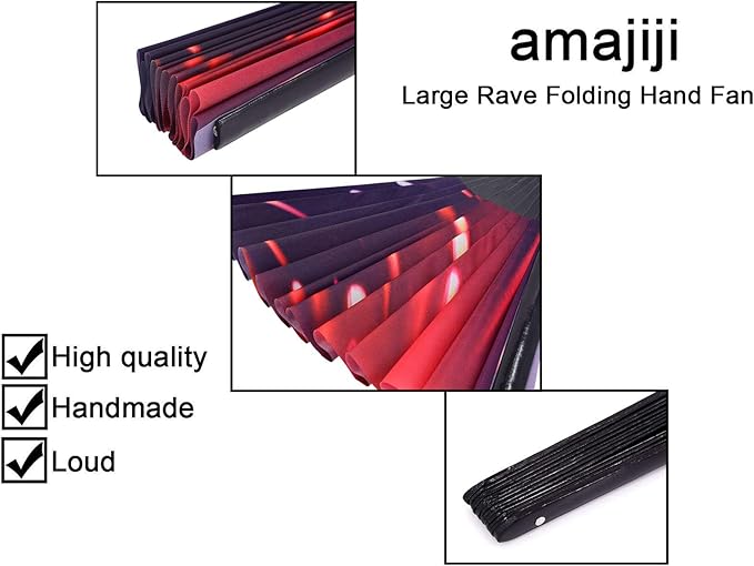 Amajiji Large Folding Hand Rave Fan Popping Fan - Image 7