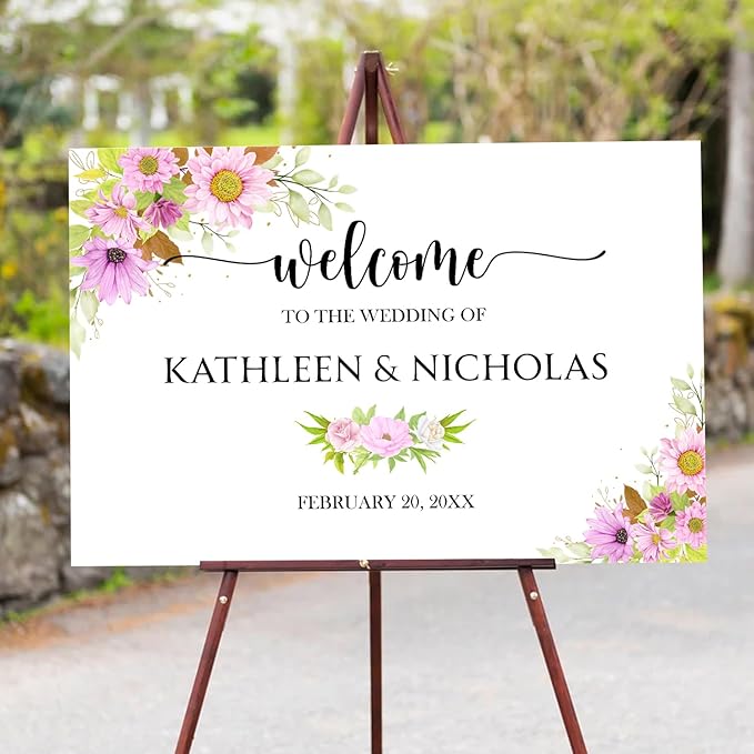 Blush Pink Floral Wedding Welcome Sign Template, Editable Printable Soft Pink - Image 4