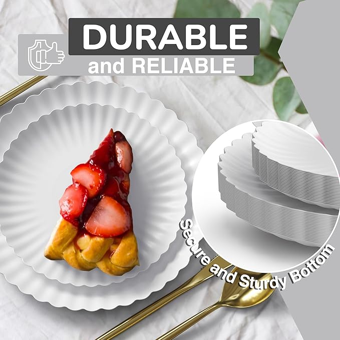 Trendables Scalloped Paper Plates 8.5 Inch & 10.5 Inch 80 Pcs Dinner Plate Set - Image 2