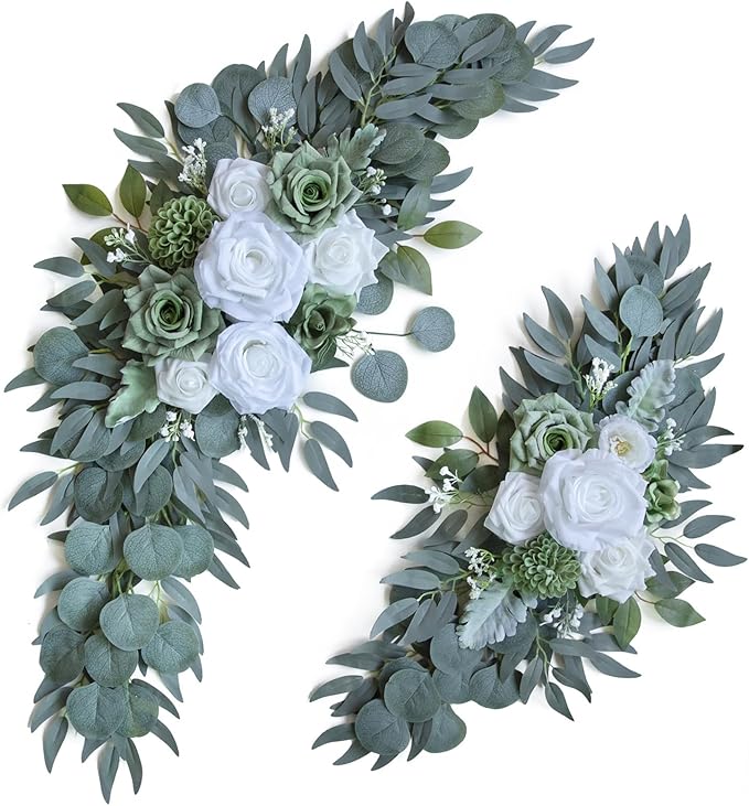 ponatia Wedding Arch Flowers, Artificial Sage Green Wedding Flowers by ponatia