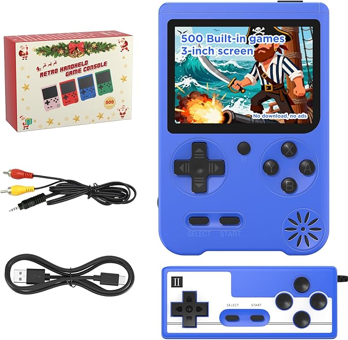 Retro Handheld Game Console, 3-inch LCD Screen Portable Game Console by AvainalyWirelessChargeCase
