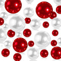 300Pcs Red&White Polished No Hole Pearl Beads Vase Filler, Christmas Vase by Cusmation