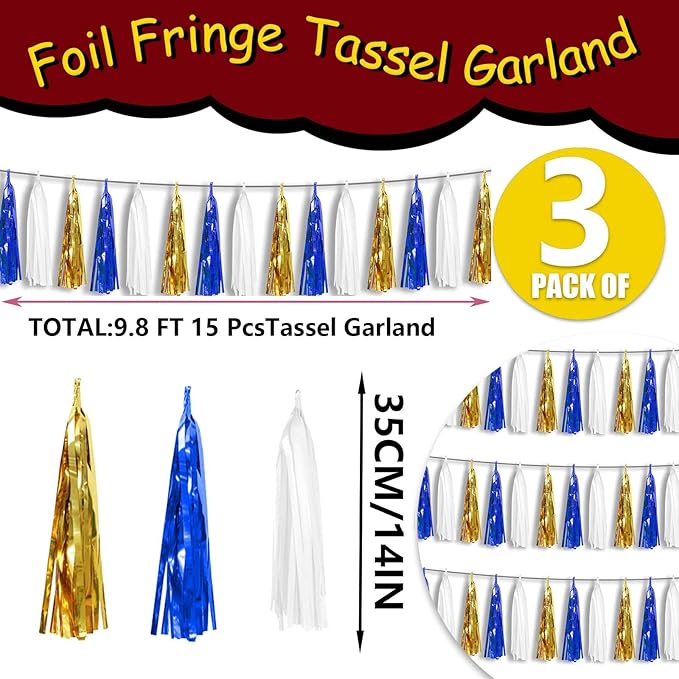 3P Metallic Fringe Tassel Banner Garland Foil Tinsel Streamer Wall Hanging - Image 2