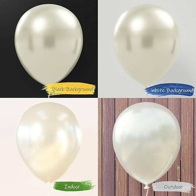 AFTERLOON® Biodegradable Balloons 24 pcs Pearlized White 10 Inch Pearl Color - Image 3