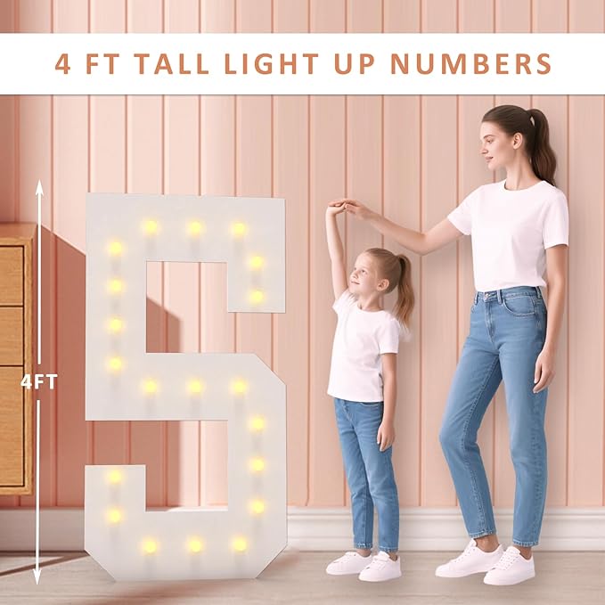 LOBOOM 4FT Light Up Numbers, Marquee Numbers 4 Feet Tall Giant Number 60 Mosaic - Image 2