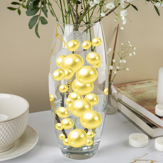 100PCS Yellow Faux Pearls Beads - Image 6