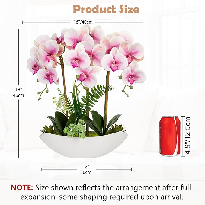 Briful Pink Orchid Artificial Flowers 18in Fake Orchid Silk Flowers - Image 2