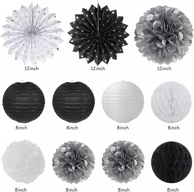 Black White Silver Birthday Party-decorations - Image 2