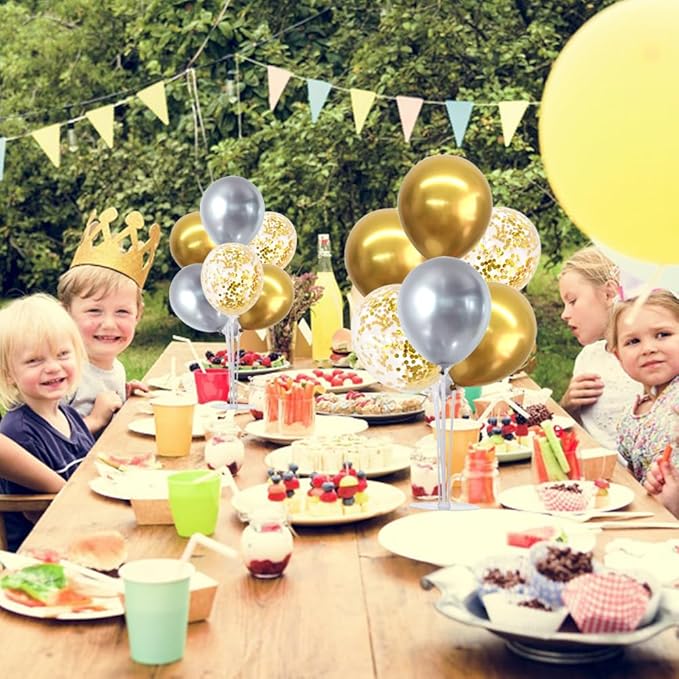 TONIFUL 4 Table Centerpiece Balloon Stand Kit Include Silver Gold Latex - Image 5