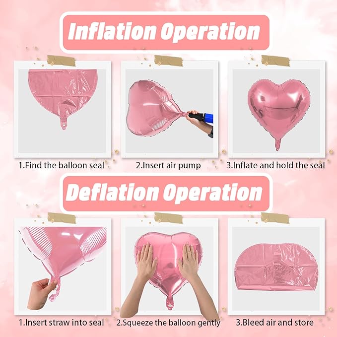 Rose Gold and Pink Heart Balloons, 18 Inch Red Pink Heart Shape Balloon - Image 8