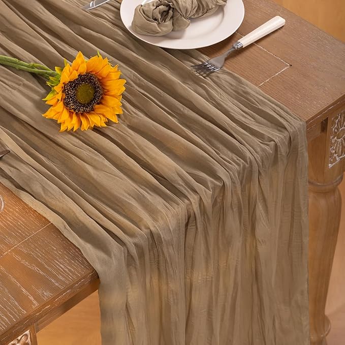 Nude Cheesecloth Table Runner 10 Pack Fall Table Runners Boho Gauze 120 Inches - Image 6