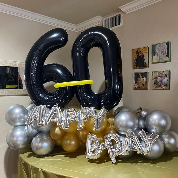 Black Balloon Number 6, 40 Inch Large Self Inflating Foil Number Balloons 0-9 - Image 3