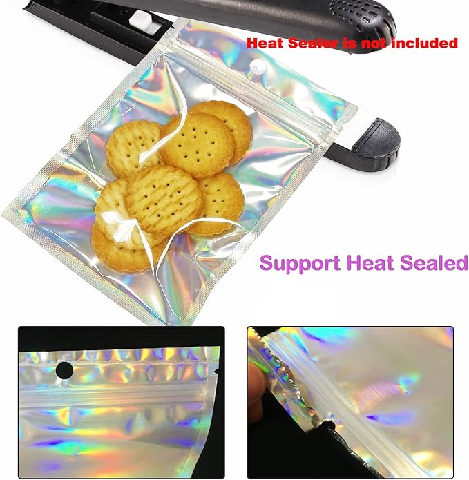 100 Pcs Holographic Resealable Packaging Bags - Image 6