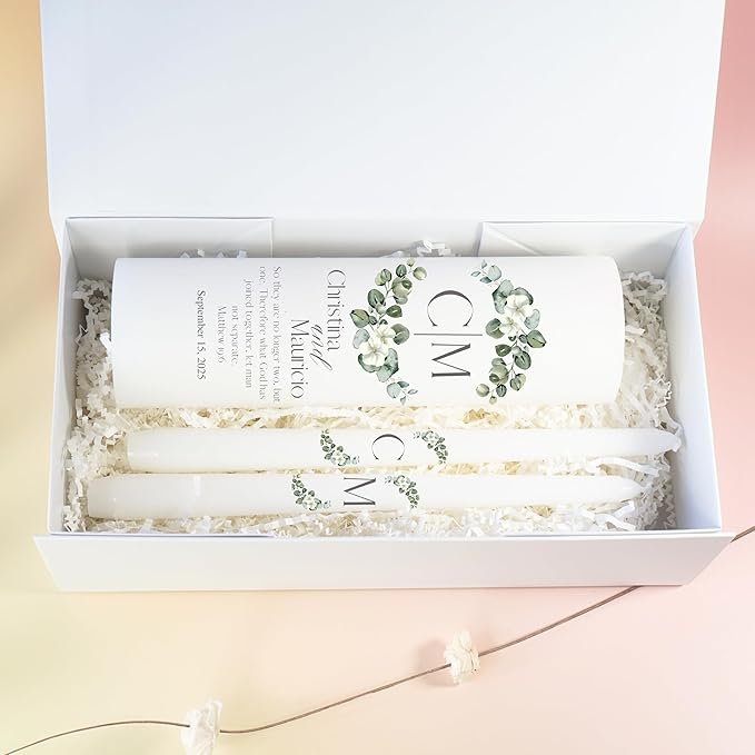 Unity Candles for Wedding, Modern Unity Set, Custom and Personalized Pillar and - Image 5