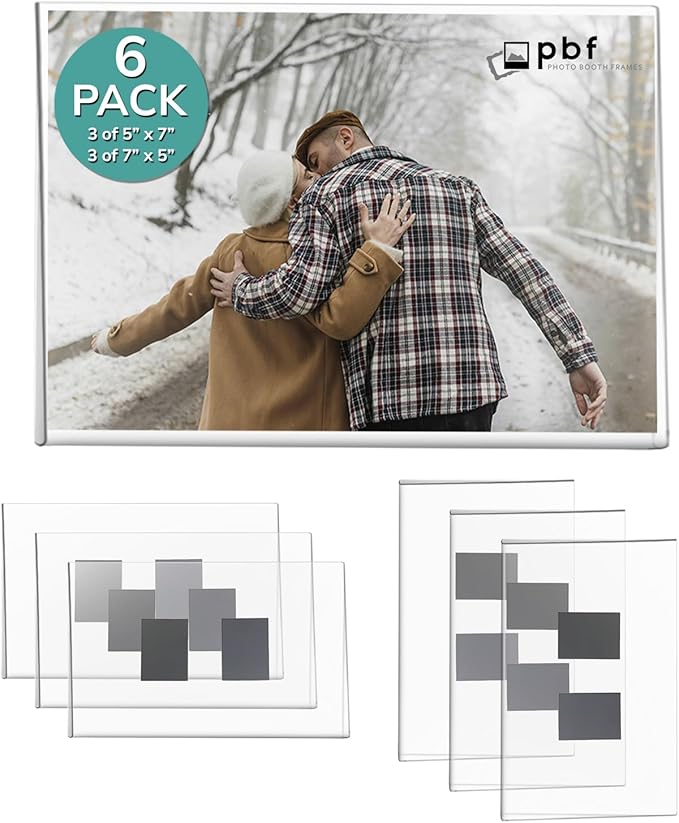 pbf 3-Pack 5x7 & 3-Pack 7x5 Magnetic Picture Frames by pbfPHOTOBOOTHFRAMES