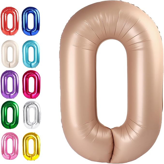 Light Brown 40 Inch 0 Number Balloons, 0 Decorations by Upgesy