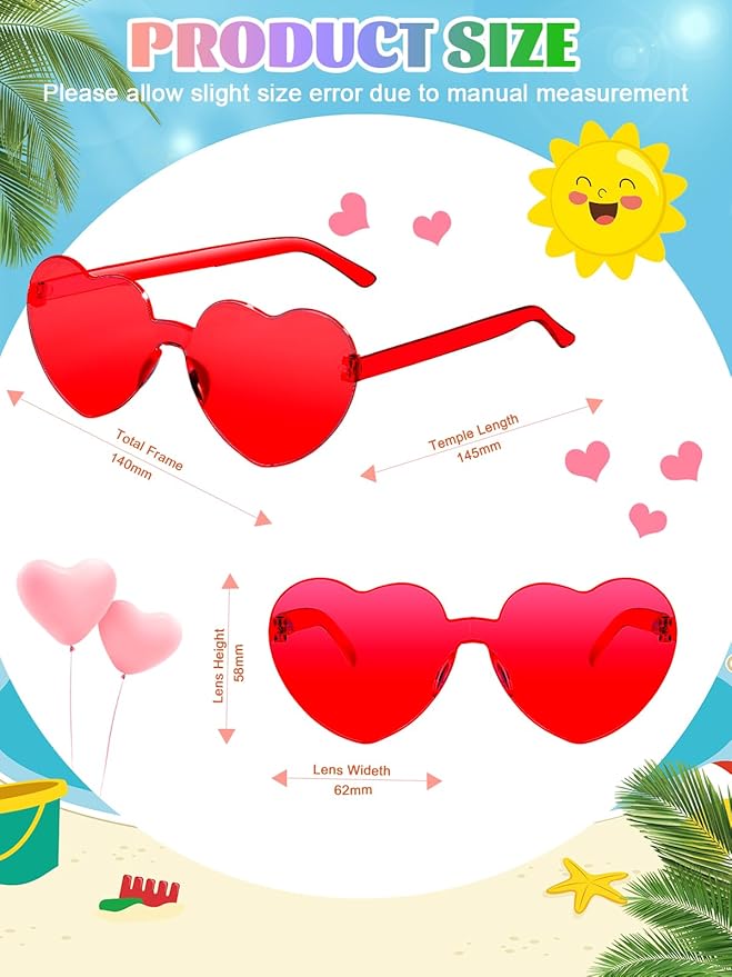 12 Pairs Heart Shaped Sunglasses - Image 2