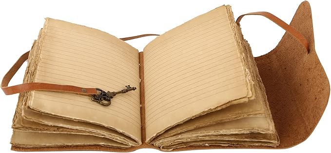 Leather Journal with Lined and Unlined Deckle Edge Paper 8x6 inch and Vintage - Image 3