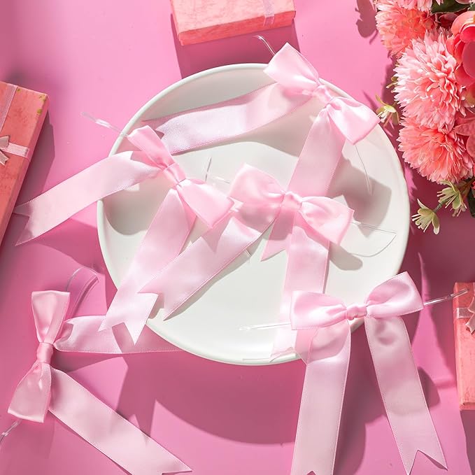 Riceshoot 24 Pcs Satin Ribbon Bow 3.5x5 Inch Twist Tie Bows - Image 3