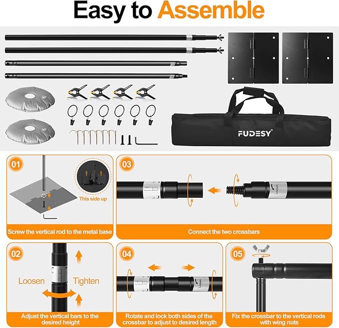 FUDESY Backdrop Stand Heavy Duty, 8.5x10ft Adjustable Photo Background Pipe and - Image 6