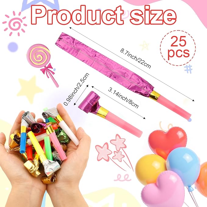 Party Blowers, Party Blowouts, Party Noise Makers Horns, Birthday Blowers - Image 2