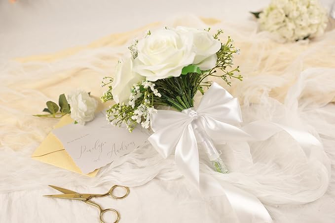 White Satin Ribbon 1-1/2 inch X Continuous 25 Yards, Single Face Polyester - Image 6