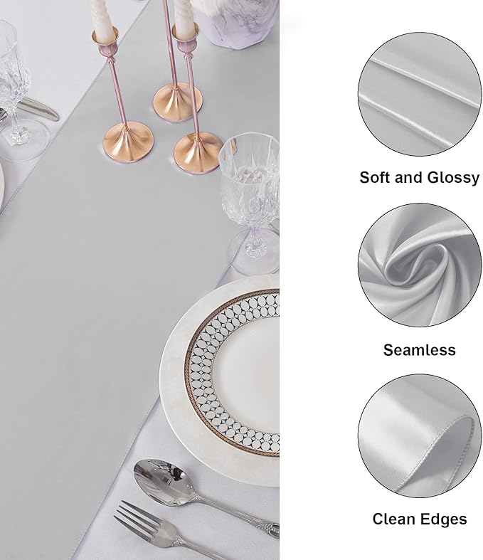 12Pack Table Runner 12 x 108 Inches Satin Silk Table Runner - Image 3