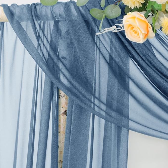 Socomi Wedding Arch Draping Fabric 29" x 20Ft 4 Panels Dusty Blue Sheer Outdoor - Image 2