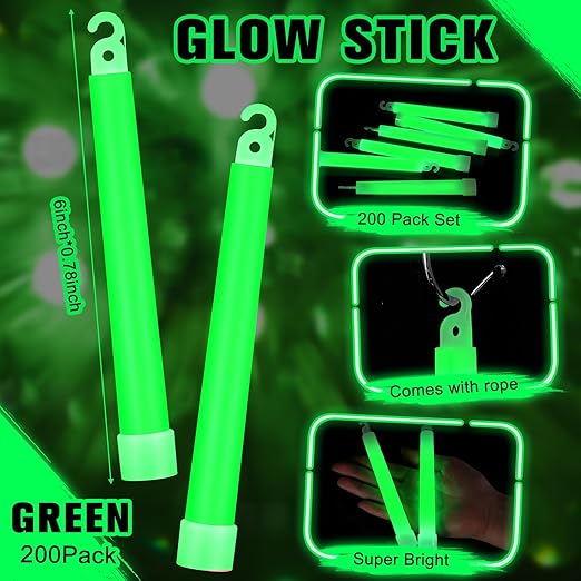 Sotiff 200 Pcs Bright 6 Inch Large Glow Sticks Bulk Emergency Glow in The Dark - Image 2