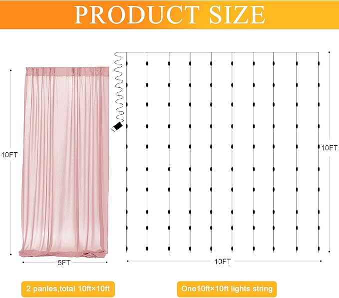 Fomcet Dusty Rose Tulle Backdrop Curtains - Image 2