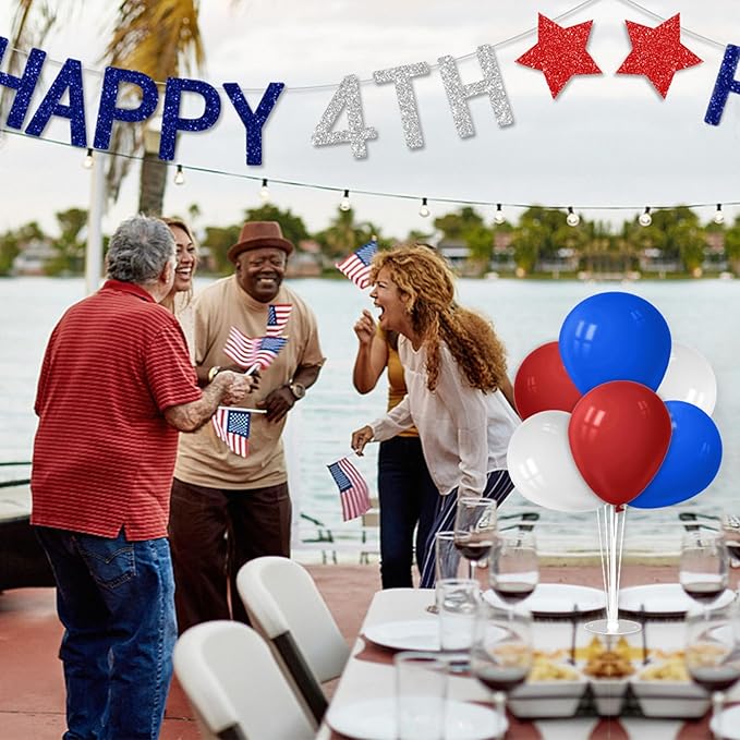 Red White and Blue Balloon Stand Centerpiece Table Decorations - Image 5