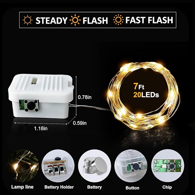 Aogist Led Fairy Lights 3 Modes Battery Operated String Lights Waterproof - Image 3