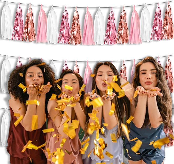 3P Metallic Fringe Tassel Banner Garland Foil Tinsel Streamer Wall Hanging - Image 6