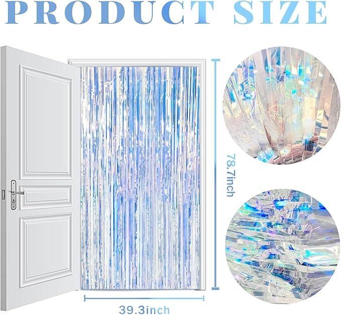10 Pack Iridescent Party Backdrop Decorations Tinsel Curtain Birthday - Image 7
