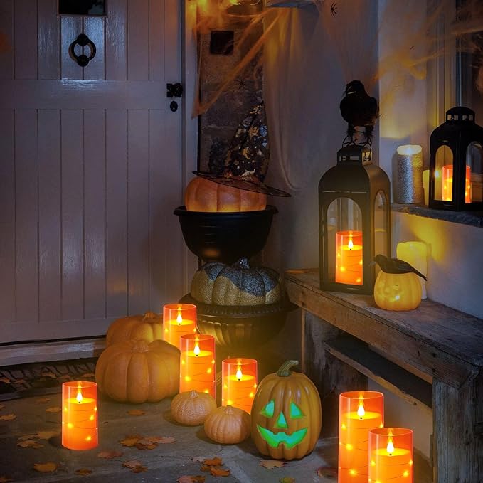 NURADA 3"x6"Flickering Flameless Candles: Built-in Star String Lights 3D Wick - Image 6