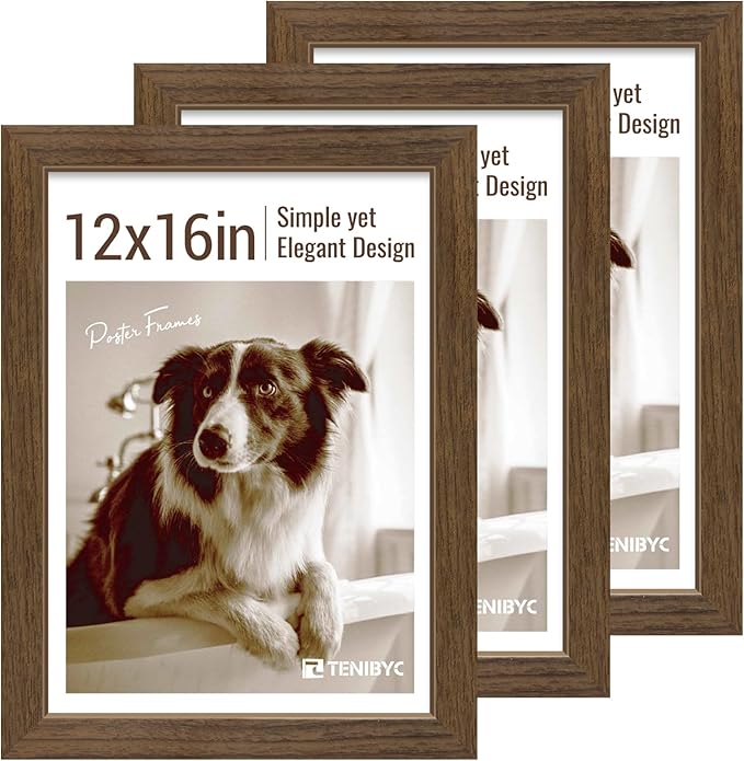 12x16 Picture Frame 3 pk, HD Tempered Glass, Wall Gallery Frame by TENiBYC
