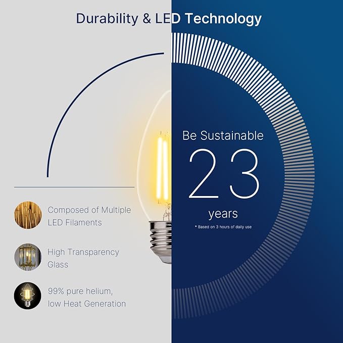 FLSNT Dimmable LED Candelabra Light Bulbs 60W Equivalent E26 Base, B11 LED - Image 3