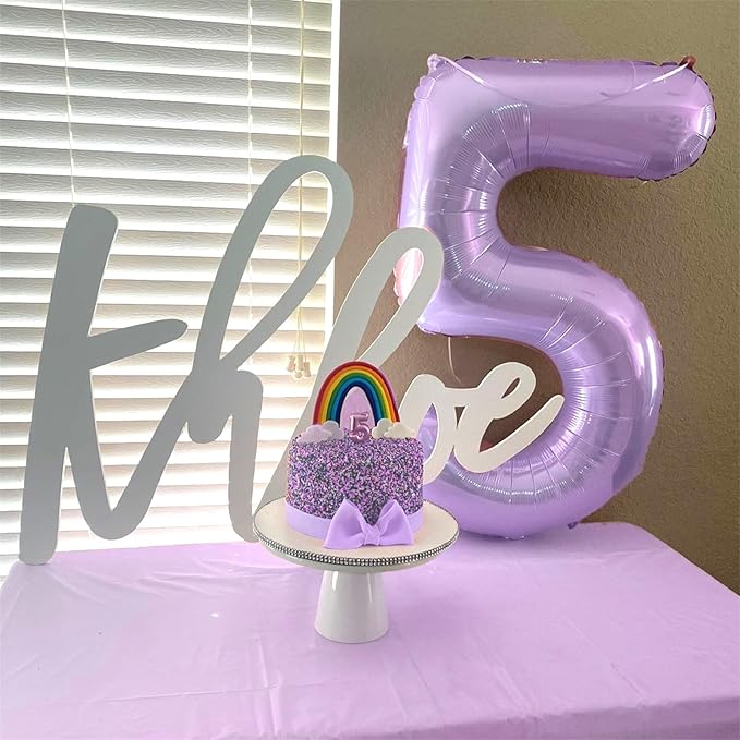 50th Birthday Balloons Pastel Purple - Image 3