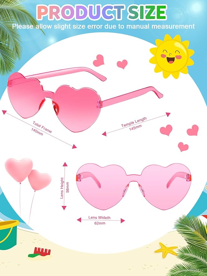 12 Pairs Heart Shaped Sunglasses - Image 3