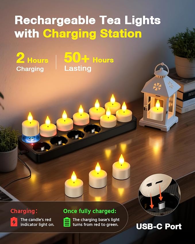SoulBay Flameless Candles with Remote Control Timer & Charging Base - Image 3