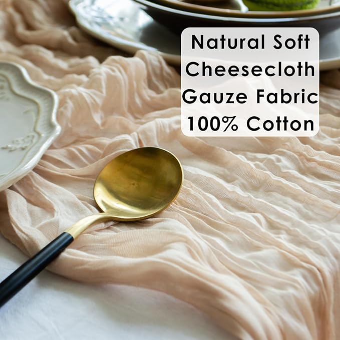 Gauze Table Runner Bulk Cheesecloth Table Runner 141 in Long Sand Set of 4 Boho - Image 7